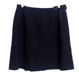 Chaus Navy Wool Pleated A-Line Short Skirt Size 12 Lined P2 Academia